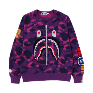 BAPE Color Camo Embroidery Shark Crewneck 'Purple'