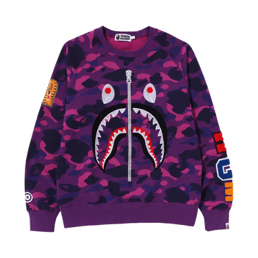 BAPE Color Camo Embroidery Shark Crewneck 'Purple'