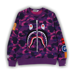BAPE Color Camo Embroidery Shark Crewneck 'Purple'