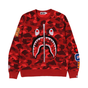 BAPE Color Camo Embroidery Shark Crewneck 'Red'