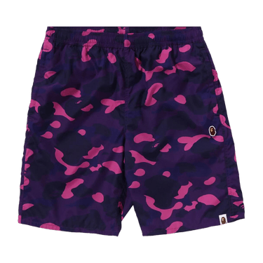 BAPE Color Camo Ape Head One Point Beach Shorts 'Purple'