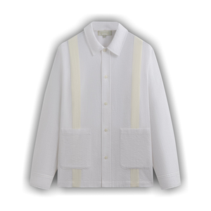 Kith Seersucker Long-Sleeve Boxy Collared Overshirt 'White'