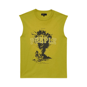PURPLE BRAND Textured Jersey Sleeveless T-Shirt 'Green'