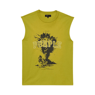 PURPLE BRAND Textured Jersey Sleeveless T-Shirt 'Green'