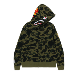 BAPE 1st Camo PONR Shark Full Zip Hoodie 'Green'