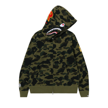 BAPE 1st Camo PONR Shark Full Zip Hoodie 'Green'