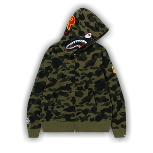 BAPE 1st Camo PONR Shark Full Zip Hoodie 'Green'