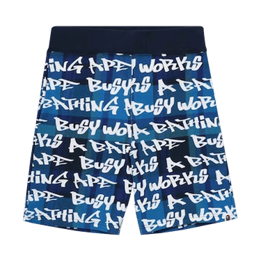 BAPE Graffiti Check Shorts 'Blue'