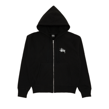 Stussy Basic Logo Zip Up Hoodie 'Black'