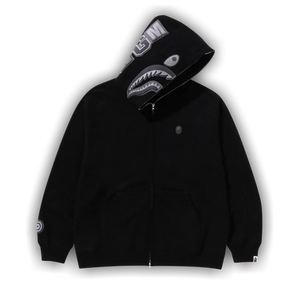 BAPE Ape Head One Point Shark Zip Hoodie 'Black'