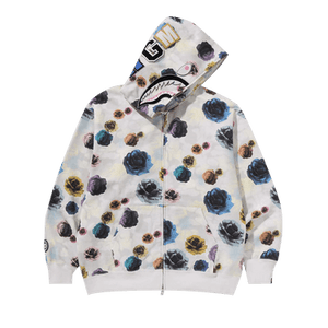 BAPE Floral Camo Shark Relaxed Fit Full Zip Hoodie 'Ivory'