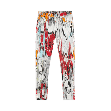 PURPLE BRAND Low Rise Skinny Glitch Flamestitch Digital Print Jean 'Multicolor'