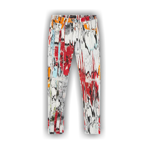PURPLE BRAND Low Rise Skinny Glitch Flamestitch Digital Print Jean 'Multicolor'