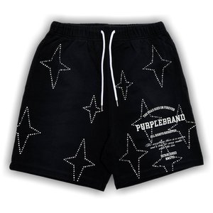 PURPLE BRAND Stacked Crystal Stars Shorts 'Black'