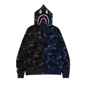 BAPE Color Camo Separate Shark Full Zip Hoodie 'Black/Navy'