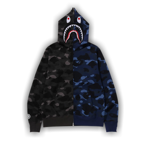 BAPE Color Camo Separate Shark Full Zip Hoodie 'Black/Navy'