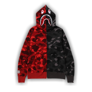 BAPE Color Camo Separate Shark Full Zip Hoodie 'Red/Black'
