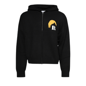 Rhude Moonlight Knit Zip Up Hoodie 'Black/Cream/Yellow'