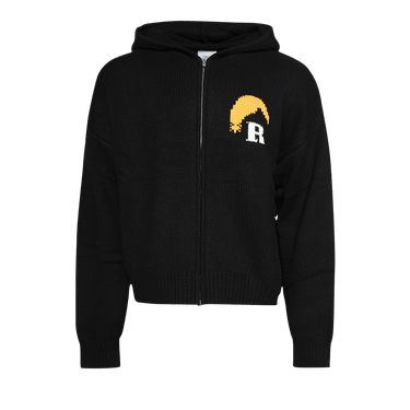 Rhude Moonlight Knit Zip Up Hoodie 'Black/Cream/Yellow'