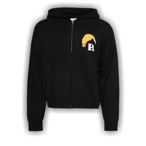 Rhude Moonlight Knit Zip Up Hoodie 'Black/Cream/Yellow'