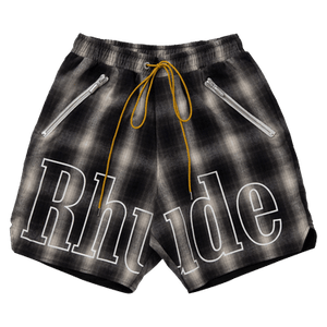 Rhude Plaid Logo Shorts 'Black/Grey'