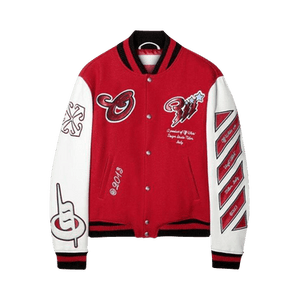 Off-White Scorpio Lea Wool Varsity Jacket 'Red/Off White'