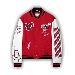 Off-White Scorpio Lea Wool Varsity Jacket 'Red/Off White'