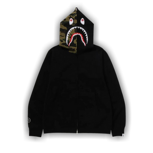 BAPE 1st Camo Swarovski Shark Full Zip Hoodie 'Black'