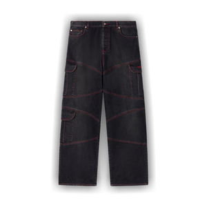 Off-White Script Samurai Straight Jeans 'Vintage Black/Red'