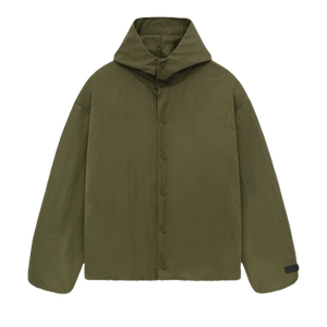 Fear of God Essentials Textured Nylon Hooded Coaches Jacket 'Military'