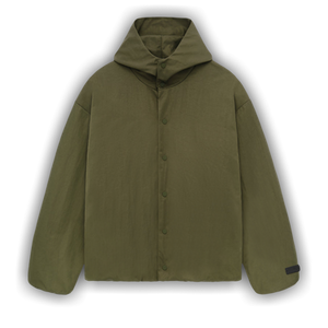Fear of God Essentials Textured Nylon Hooded Coaches Jacket 'Military'