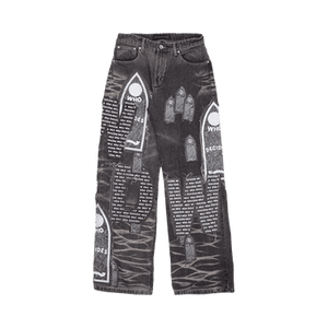 Who Decides War Motif Patched Denim 'Vintage Grey'