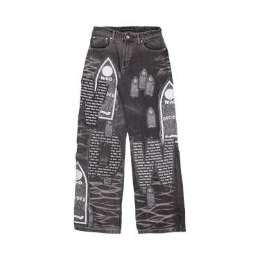 Who Decides War Motif Patched Denim 'Vintage Grey'
