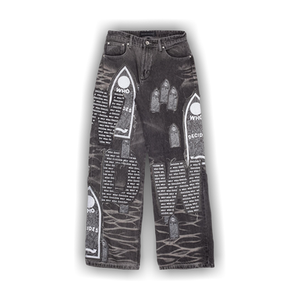 Who Decides War Motif Patched Denim 'Vintage Grey'