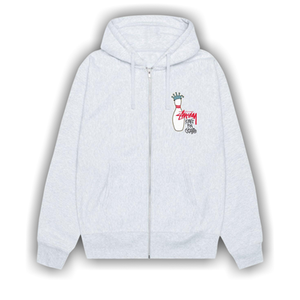 Stussy Kingpin Zip Hoodie 'Ash Heather'