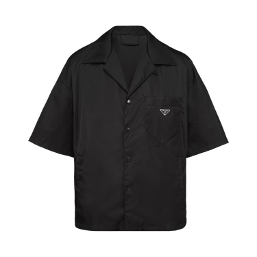 Prada Re-Nylon Short-Sleeve Cropped Bowling Shirt 'Black'