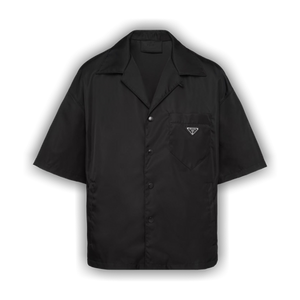 Prada Re-Nylon Short-Sleeve Cropped Bowling Shirt 'Black'