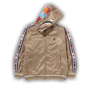 BAPE Solid Camo Relaxed Fit Shark Full Zip Hoodie 'Beige'