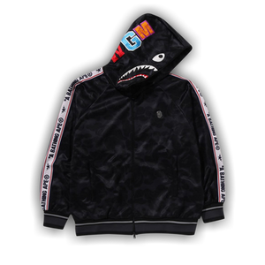 BAPE Solid Camo Relaxed Fit Shark Full Zip Hoodie 'Black'