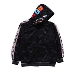 BAPE Solid Camo Relaxed Fit Shark Full Zip Hoodie 'Black'