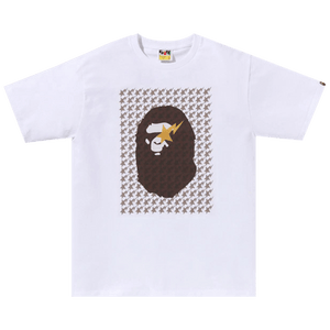 BAPE Sta Houndstooth Ape Head Tee 'White/Brown'
