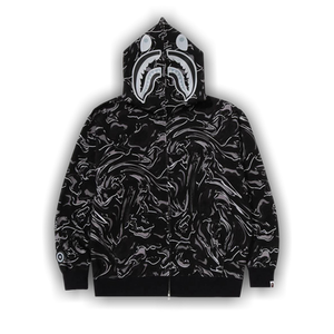 BAPE Marbling Camo Shark Relaxed Fit Full Zip Hoodie 'Black'