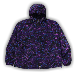 BAPE Marbling Camo Bathing Ape Logo Nylon Hooded Jacket 'Purple'