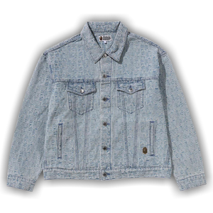 BAPE Lux Sport Pattern Jacquard Denim Trucker Jacket 'Light Indigo'