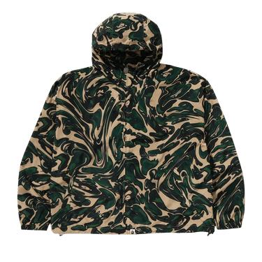 BAPE Marbling Camo Bathing Ape Logo Nylon Hooded Jacket 'Green'