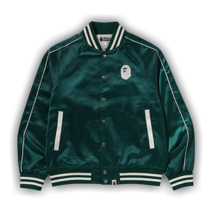 BAPE A Bathing Ape Nylon Varsity Jacket 'Green'