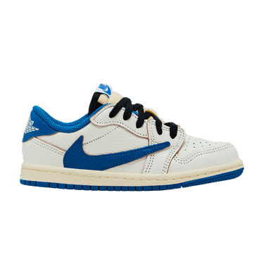 Fragment Design x Travis Scott x Air Jordan 1 Retro Low OG SP TD 'Sail Military Blue'