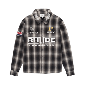 Rhude Racing Logo Printed Checked Shirt 'Black/Grey'