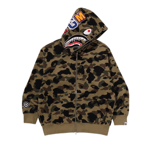 BAPE 1st Camo Jacquard Shark Relaxed Fit Full Zip Hoodie 'Green'