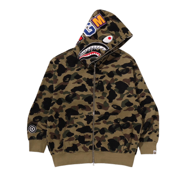 BAPE 1st Camo Jacquard Shark Relaxed Fit Full Zip Hoodie 'Green'